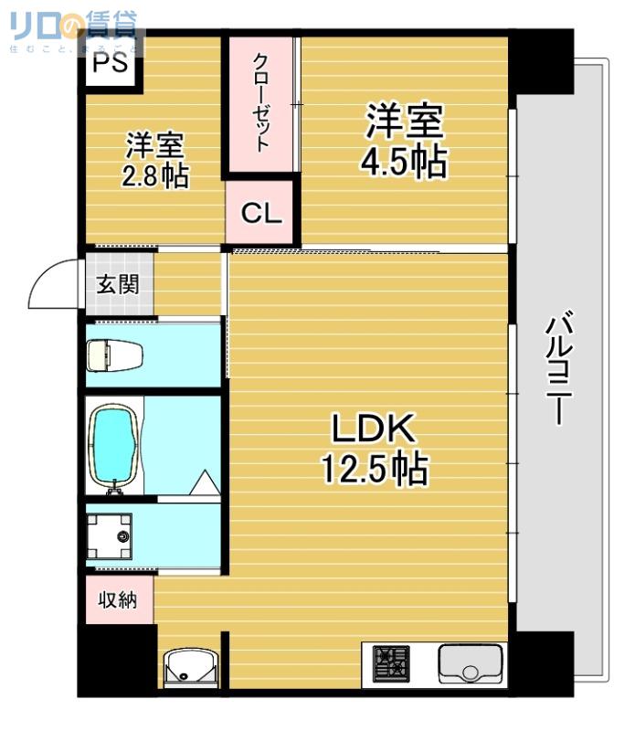 ラフター(2LDK/6階)の間取り写真