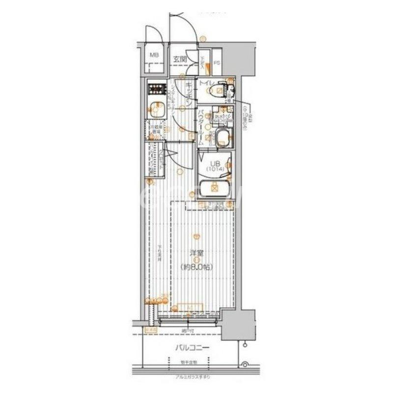 エスリード大阪グランフォート(1K/2階)の間取り写真