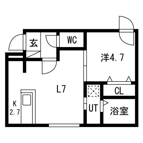 GRAN MOON(1LDK/2階)の間取り写真