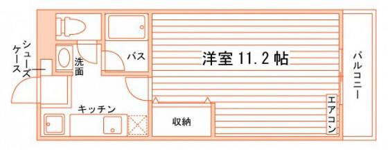 SECONDピアシティ南方(1K/4階)の間取り写真