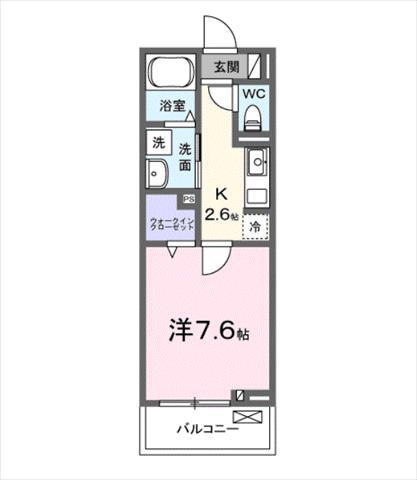 マリンコート(1K/2階)の間取り写真