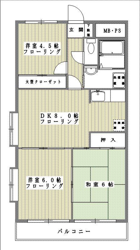 パレMA(3DK/2階)の間取り写真