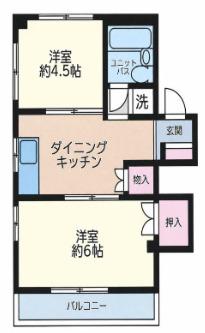 ハイツさつき(2DK/1階)の間取り写真