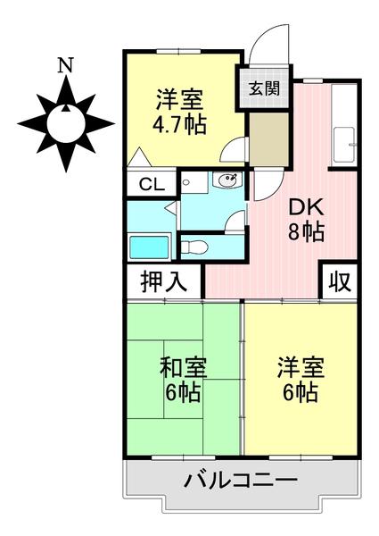 ツイン青山 北館(3DK/4階)の間取り写真