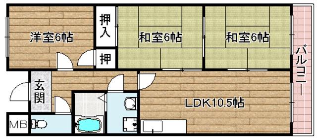 エスタシオンドパス(3LDK/2階)の間取り写真