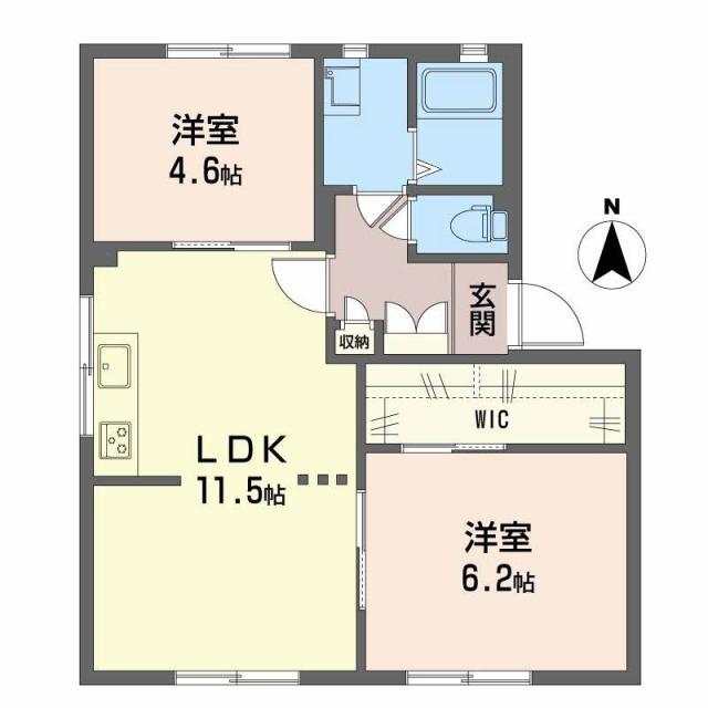ウィズN(2LDK/1階)の間取り写真