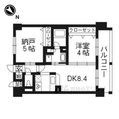 エステムプラザ京都河原町通2レジデンシャ(2DK/3階)の間取り写真
