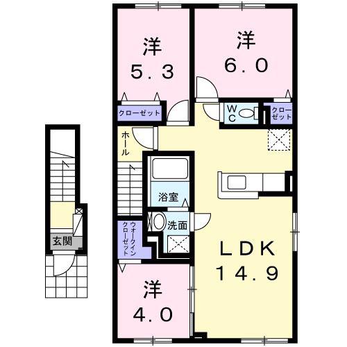アリーズ(3LDK/2階)の間取り写真
