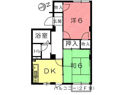 95番館(2DK/1階)の間取り写真