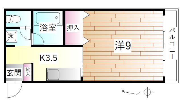 アルページュ女池東(1K/2階)の間取り写真