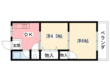 貴船マンション(2K/2階)の間取り写真