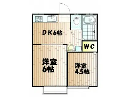 スカイハイツC(2DK/2階)の間取り写真