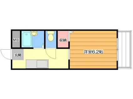 ハイツ上ノ山(1K/2階)の間取り写真