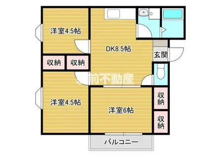 府中ハイツIII(2LDK/1階)の間取り写真