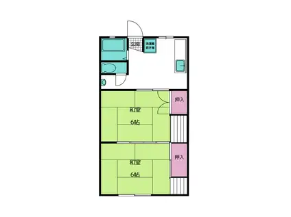 シテイハイム山吹(2K/2階)の間取り写真