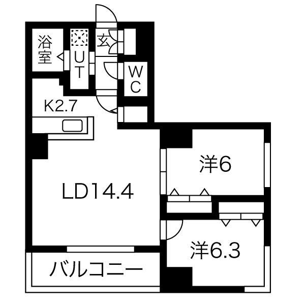 ブリーズN36(2LDK/9階)の間取り写真