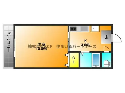 エトランゼ宮本3(1K/3階)の間取り写真