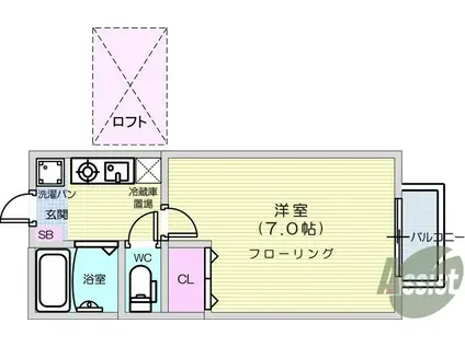 YMコーポ(1K/1階)の間取り写真