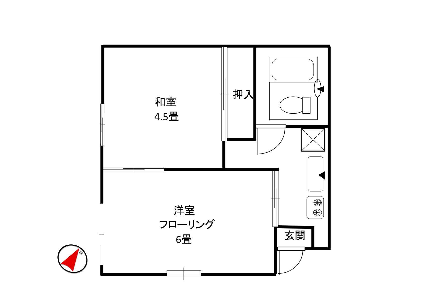 フォーシーズン(2K/1階)の間取り写真