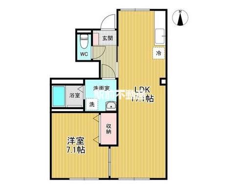 華秀ハイツ2号館(1LDK/1階)の間取り写真