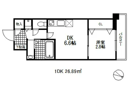 セレニテ神戸元町(1DK/12階)の間取り写真