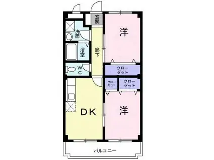 プレジデントふれあい(2DK/3階)の間取り写真