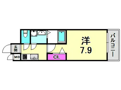 ラナップスクエア湊川公園(1K/5階)の間取り写真