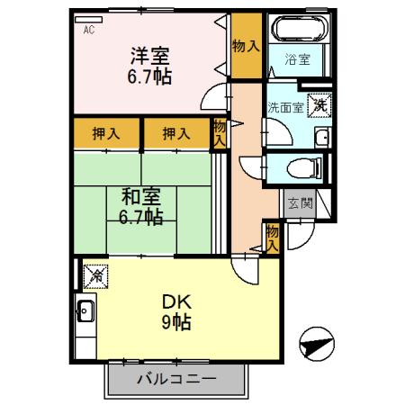 ソフィアドミール(2LDK/2階)の間取り写真