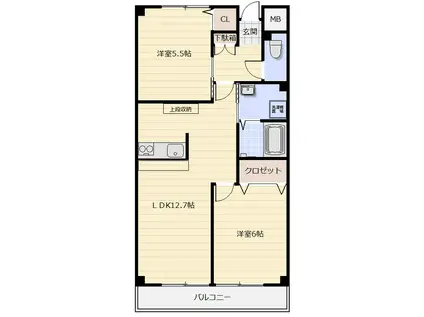 グランドハイツ森(2LDK/2階)の間取り写真