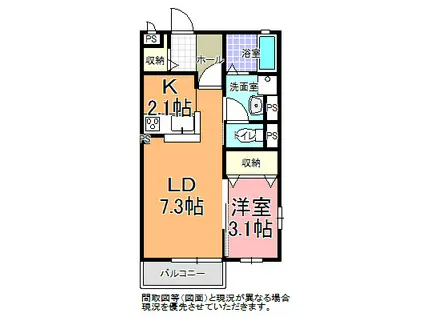 エルメゾン見和(1LDK/1階)の間取り写真