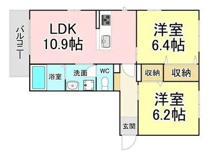 ソシア平尾 C棟(2LDK/3階)の間取り写真