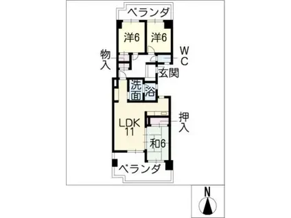 NAVI CITY新岐阜204(3LDK/2階)の間取り写真