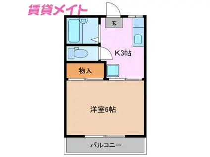 メゾンウッドペッカー(1K/1階)の間取り写真