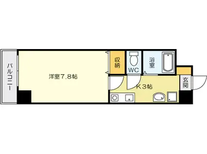 ジョイ北方(1K/3階)の間取り写真