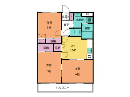 グリーンハイムK(3DK/1階)の間取り写真