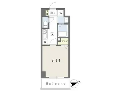 プレイズシード車道アベニュー(1K/8階)の間取り写真