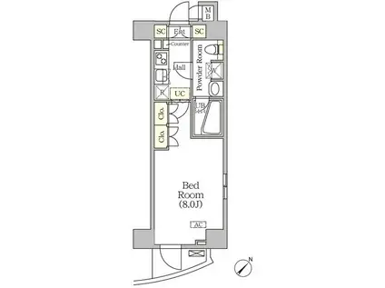 アジールコート門前仲町(1K/9階)の間取り写真