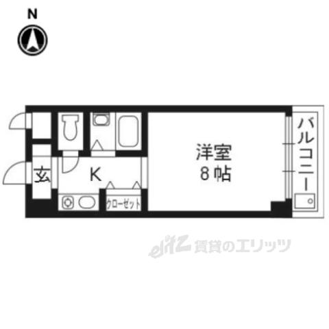 ウエストヒルズ(1K/3階)の間取り写真