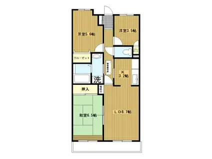 オクトス市が尾(3LDK/5階)の間取り写真