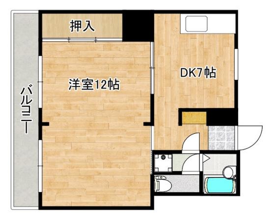アップルビル(1DK/3階)の間取り写真