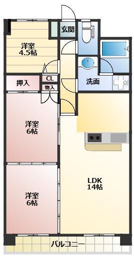 第3阿賀中央ハイツ(3LDK/5階)の間取り写真