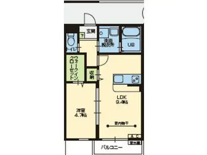 ニュースカイタウンB棟(1LDK/3階)の間取り写真