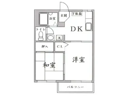 ルミエールモトヤマ(2DK/2階)の間取り写真