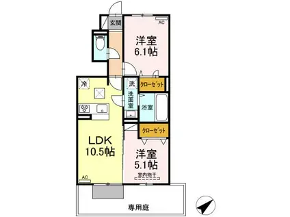 YUMERUIII(2LDK/1階)の間取り写真