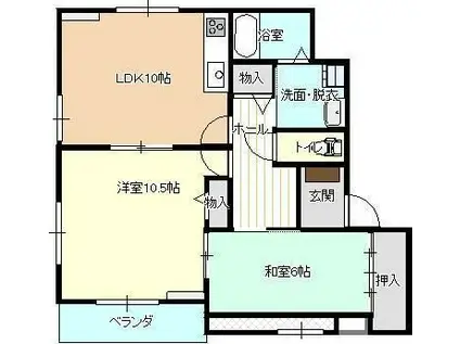 オーブ21(2LDK/3階)の間取り写真