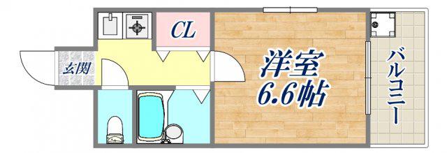 ビバハイツ伊丹(1K/4階)の間取り写真