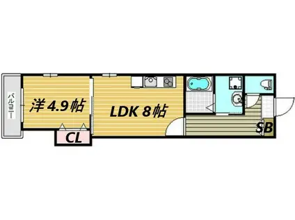 LA VIE BELLE 宝山町(1LDK/2階)の間取り写真