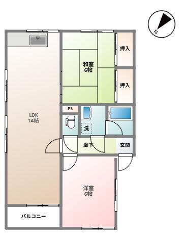 コウ河崎(2LDK/2階)の間取り写真