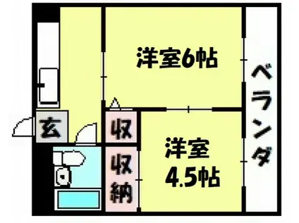 コムメイトマンション(2DK/3階)の間取り写真