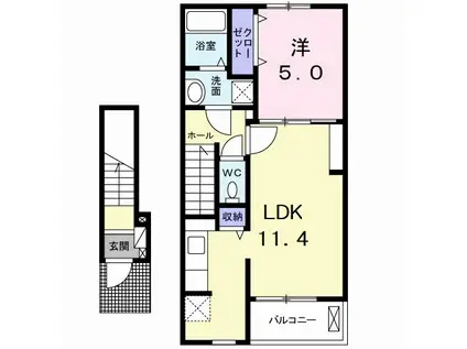 ポルト・ボヌールM III(1LDK/2階)の間取り写真